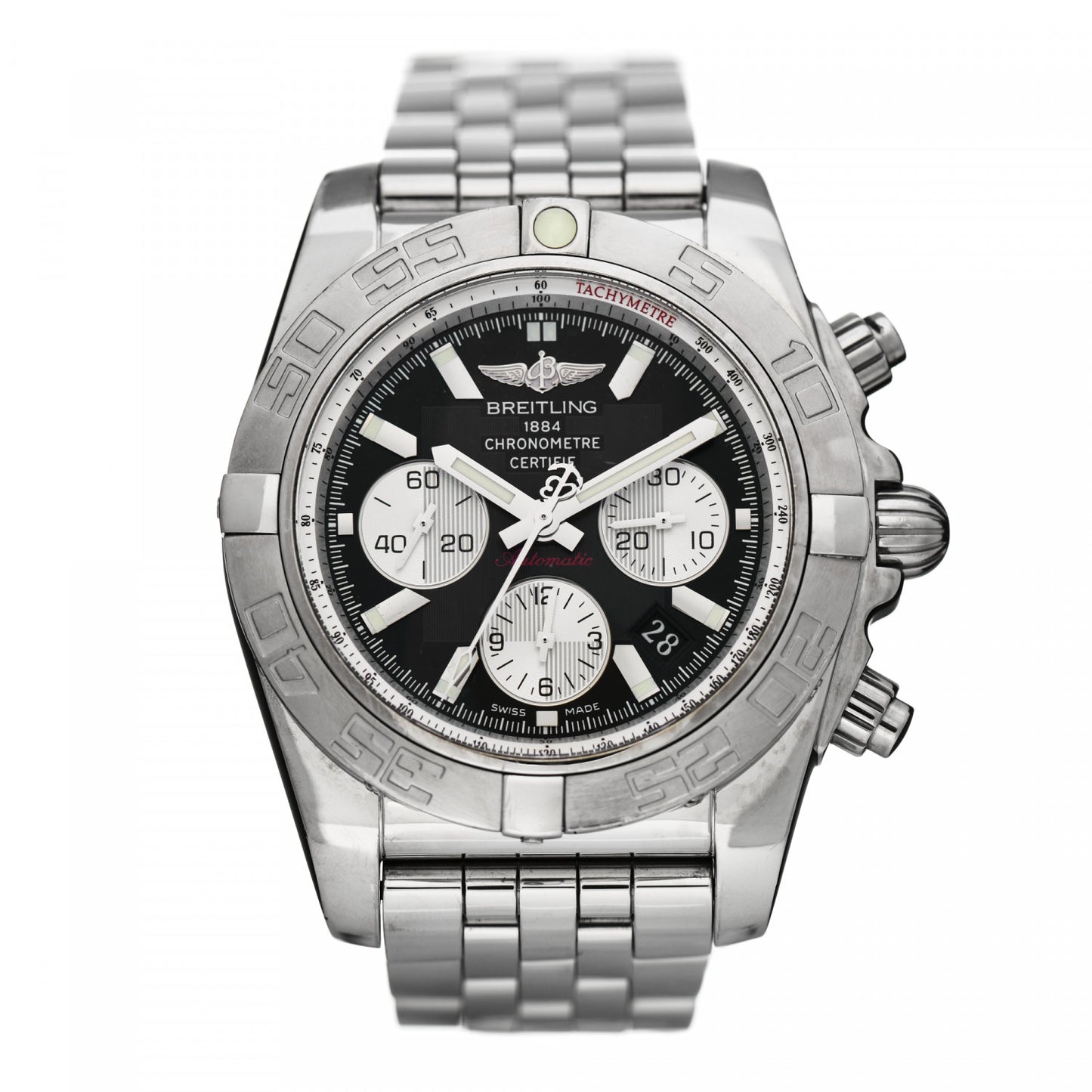 Stainless Steel 44mm Chronomat Chronograph Automatic Watch Black AB0110
