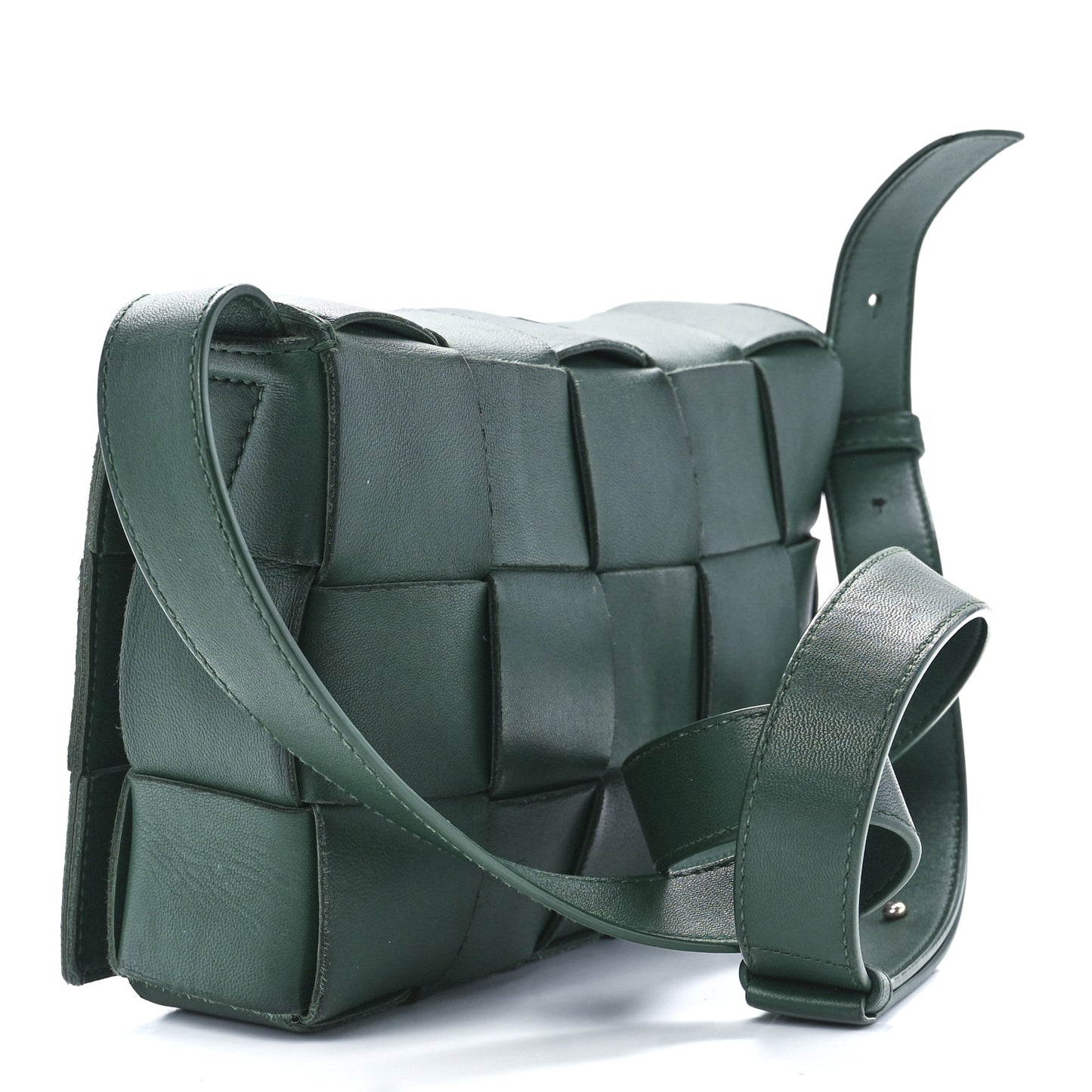 Lambskin Maxi Intrecciato Cassette Crossbody Bag Raintree Green