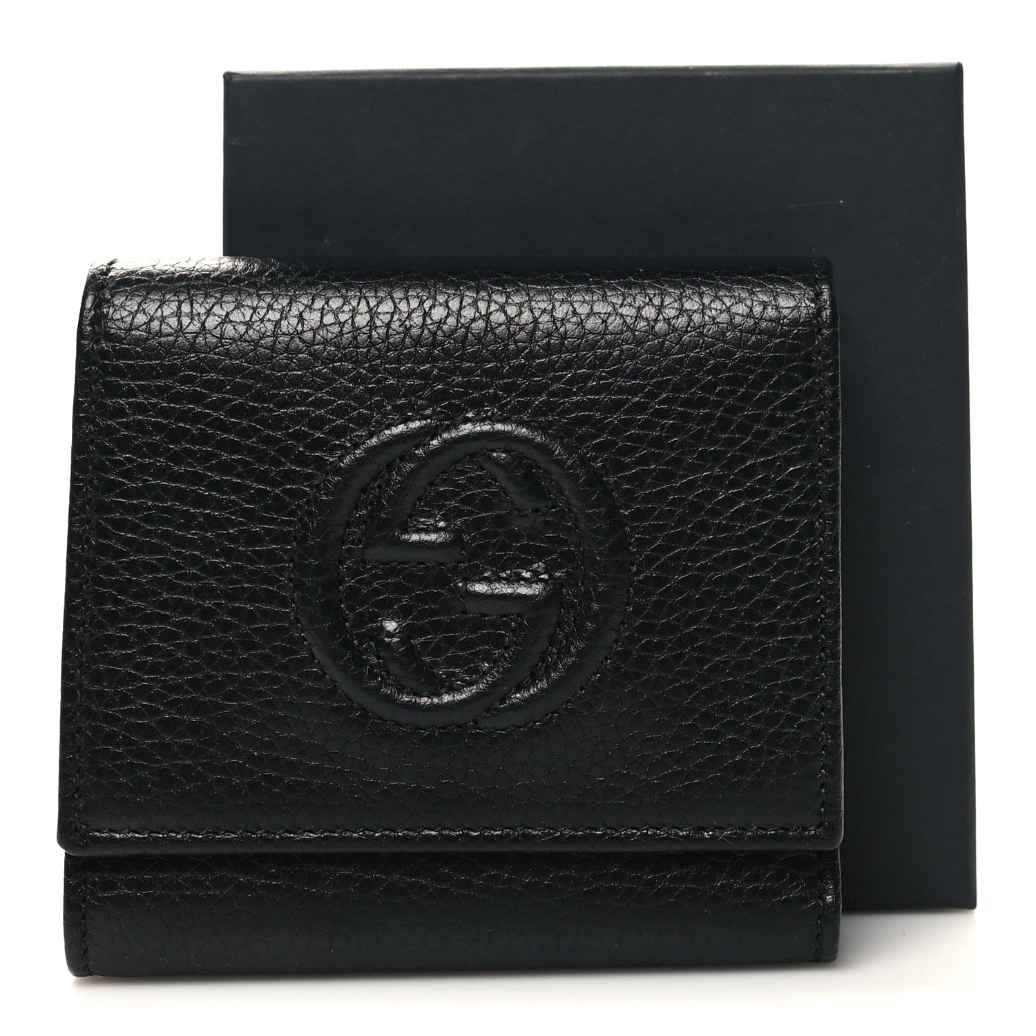 Gucci Pebbled Calfskin Soho Compact Flap Wallet Black 10 of 10