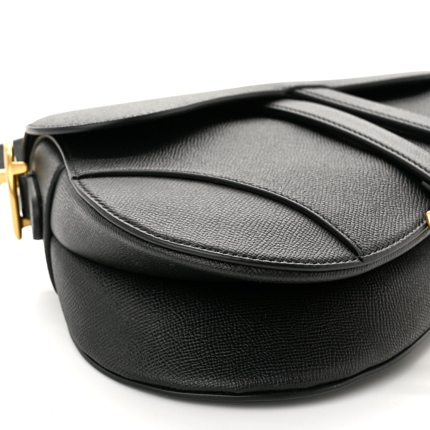 Christian Dior Grained Calfskin Saddle Bag With Strap Black 9 of 10