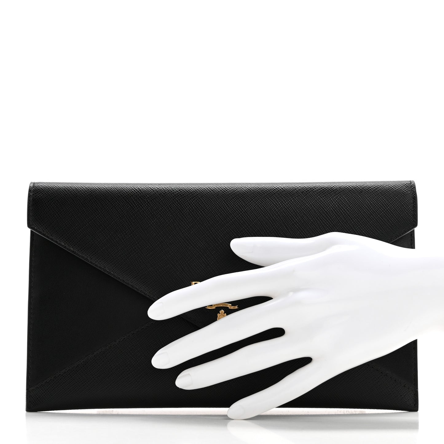 Saffiano City Calfskin Envelope Wallet Black