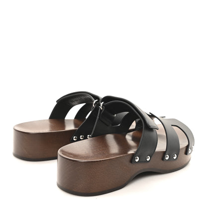 Hermes Calfskin Womens Kos Clog 37 Black 5 of 10