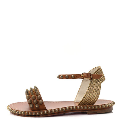 Christian Louboutin Specchio Cordorella Flat Sandals 36 Cuoio 1 of 8