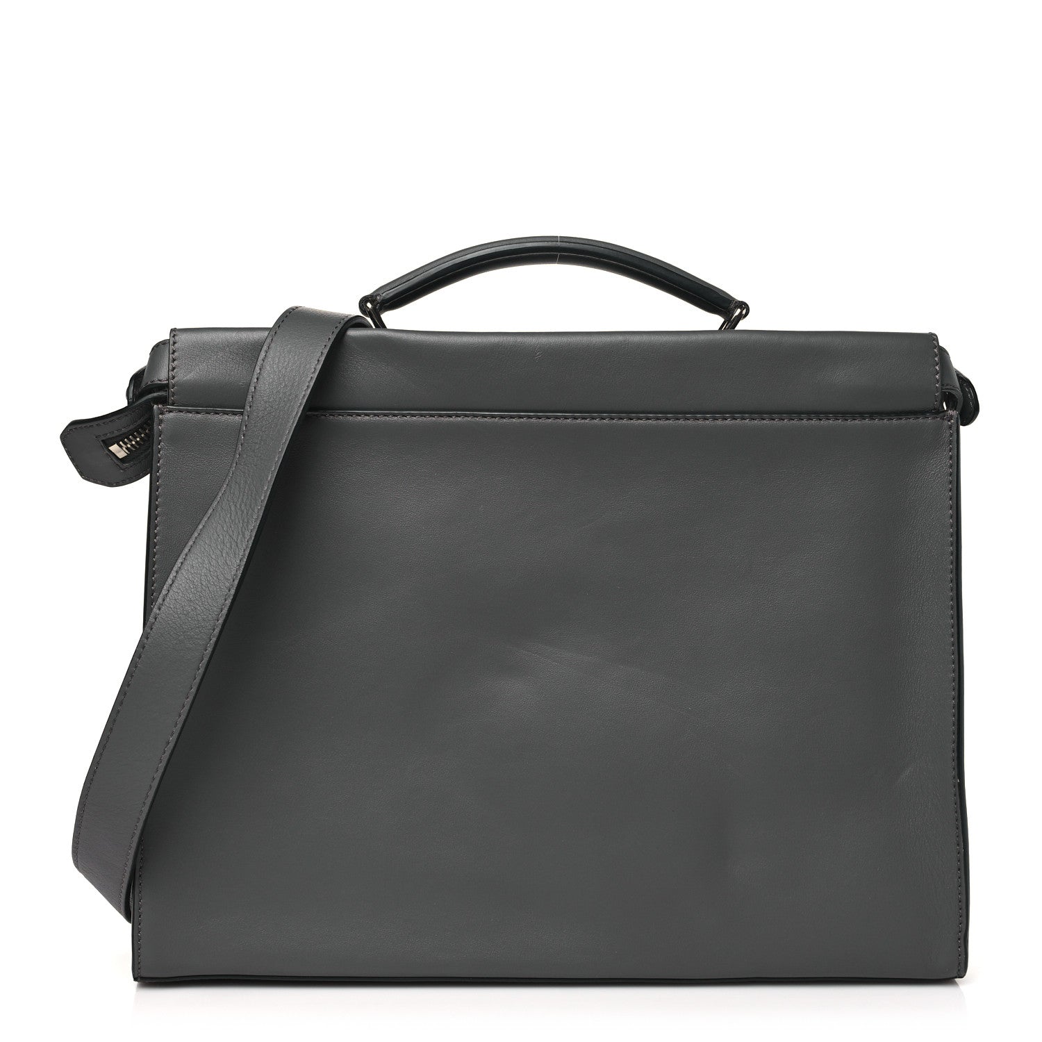 Fendi I Vitello Grace FF 1974 Embossed Large Peekaboo Iconic Fit Satchel Anthracite 1 of 12