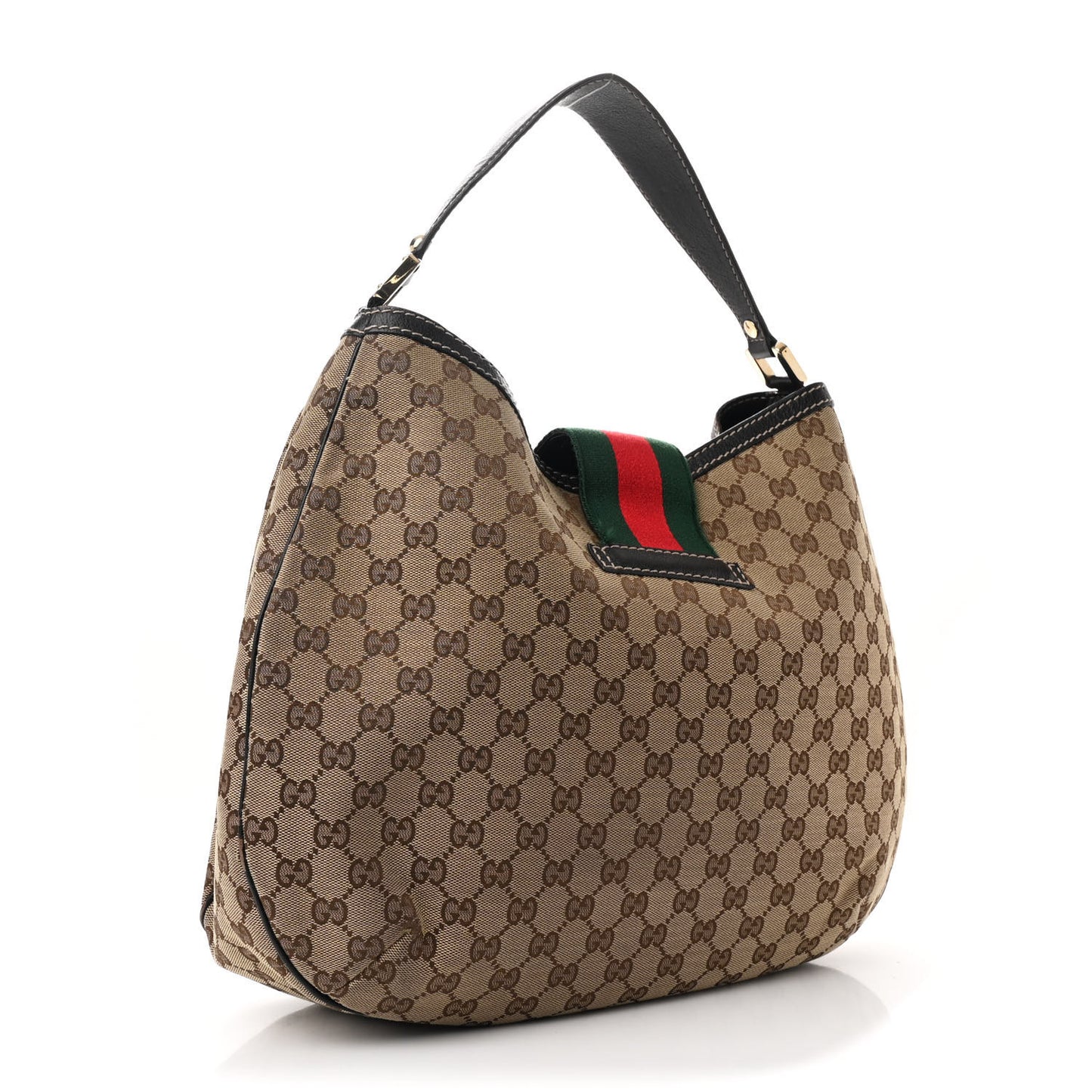 Monogram Large New Ladies Web Hobo Dark Brown