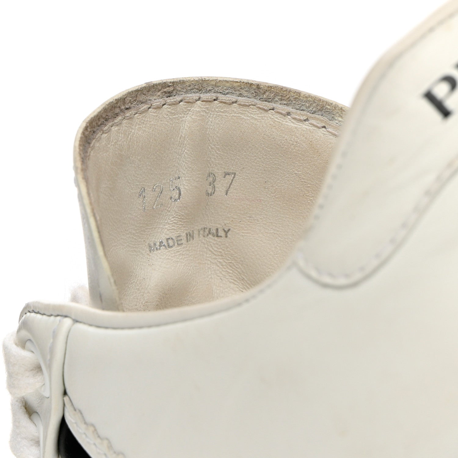 Prada Vitello Soft Logo Low Top Sneakers 37 White 6 of 15