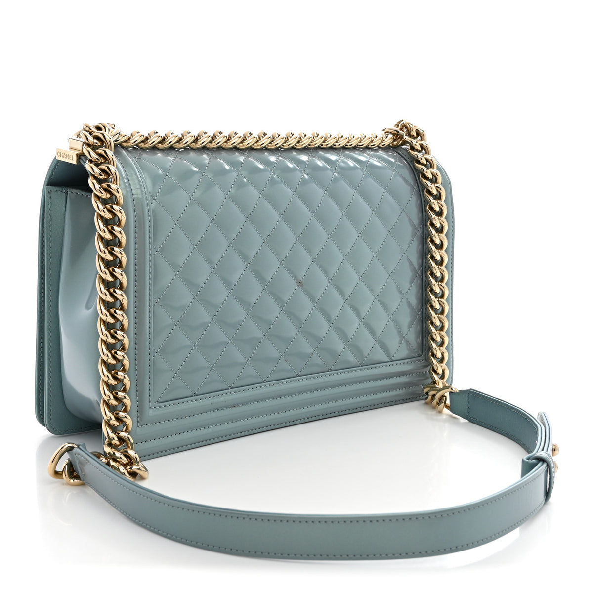 Chanel Iridescent Glazed Calfskin Quilted New Medium Boy Flap Light Blue 3 of 12