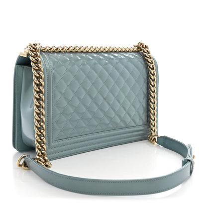 Chanel Iridescent Glazed Calfskin Quilted New Medium Boy Flap Light Blue 3 of 12