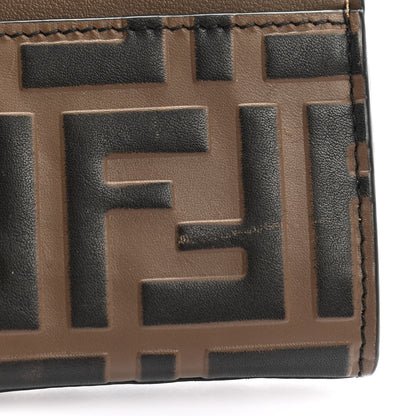 Fendi Vitello Soft F is Fendi Bi-Color FF 1974 Embossed Continental Envelope Wallet Maya Black 8 of 8