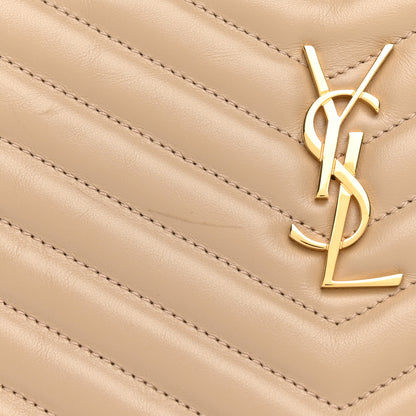 Saint Laurent Calfskin Matelasse Chevron Monogram A5 Wristlet Light Taupe 9 of 10