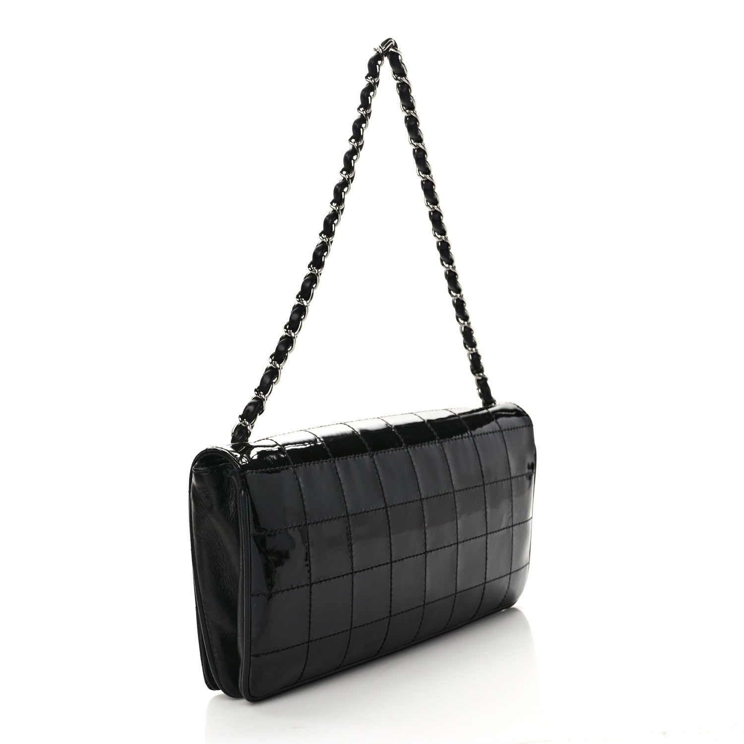 Chanel Patent Quilted Diagonal CC East West Chocolate Bar Flap Black 3 of 10