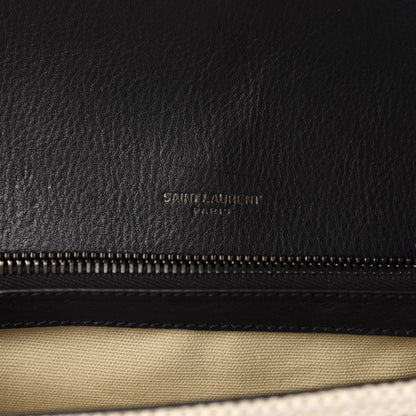Saint Laurent Berber Chevron Tassel Monogram Medium College Bag Black White 8 of 11
