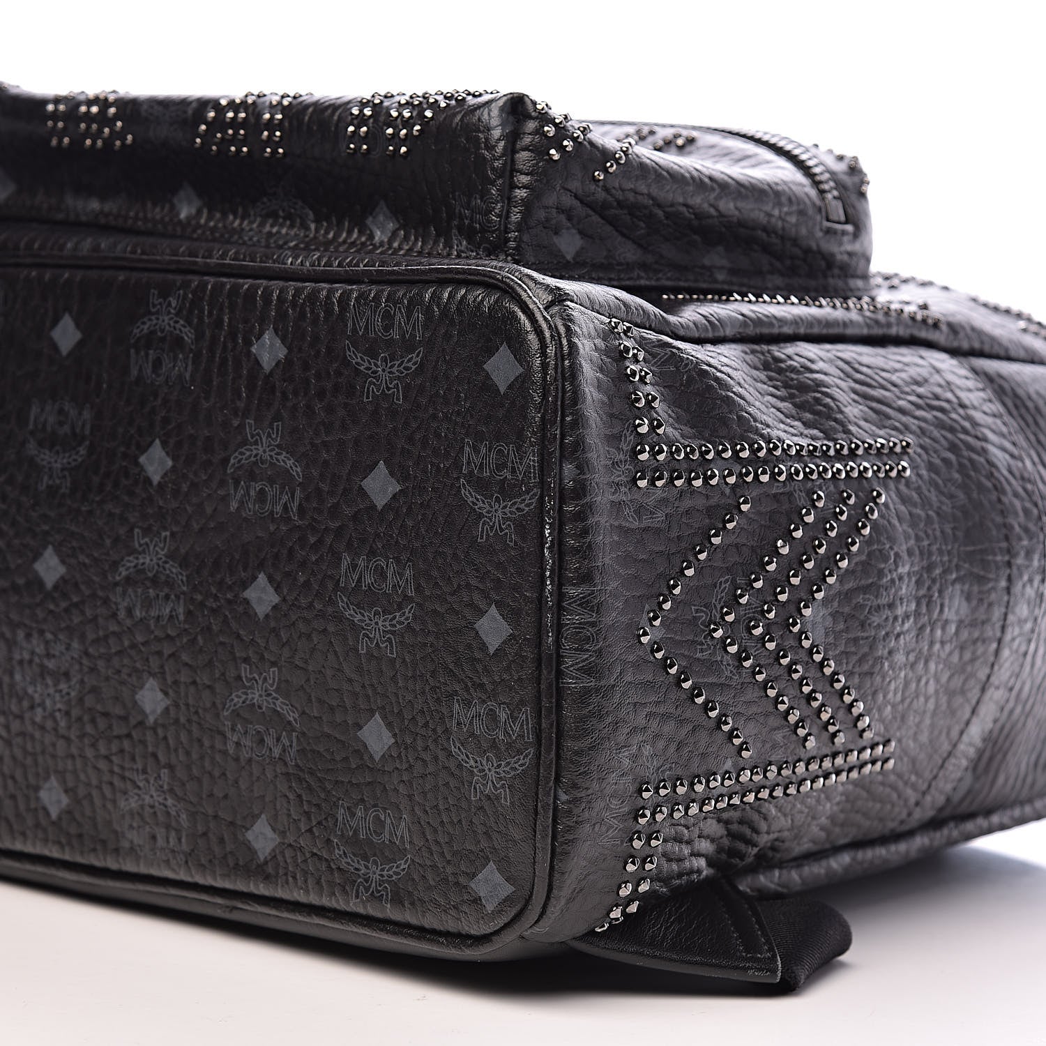 MCM Visetos Studded Medium Backpack Black 8 of 9