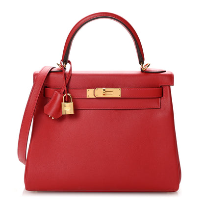Hermes Evercolor Kelly Retourne 28 Rouge Casaque 2 of 15