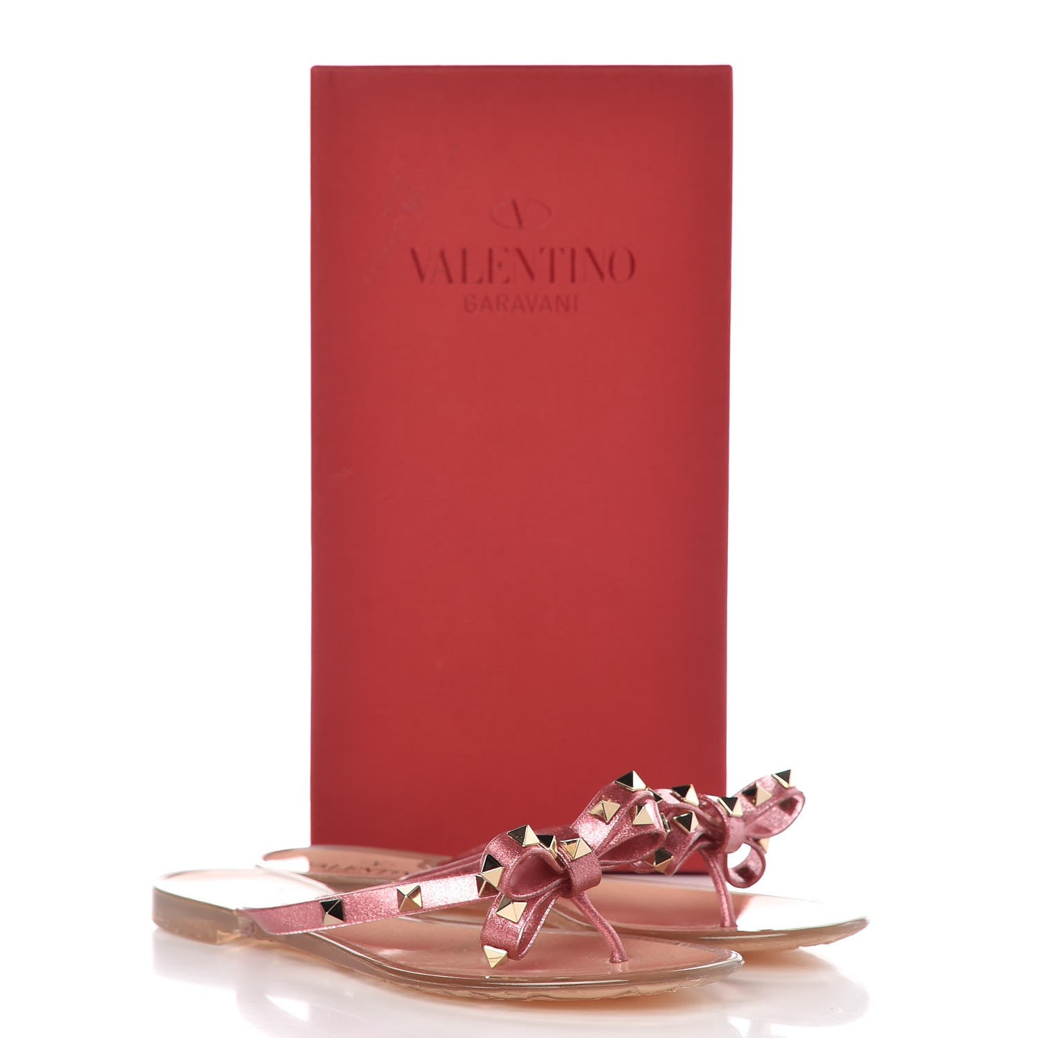 Valentino Garavani PVC Jelly Glitter Rockstud Bow Thong Sandals 37 Pink 8 of 8