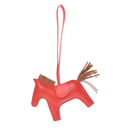Hermes Milo Lambskin Grigri Rodeo Horse Bag Charm MM Rouge Indien Gold Bougainvillea 1 of 5