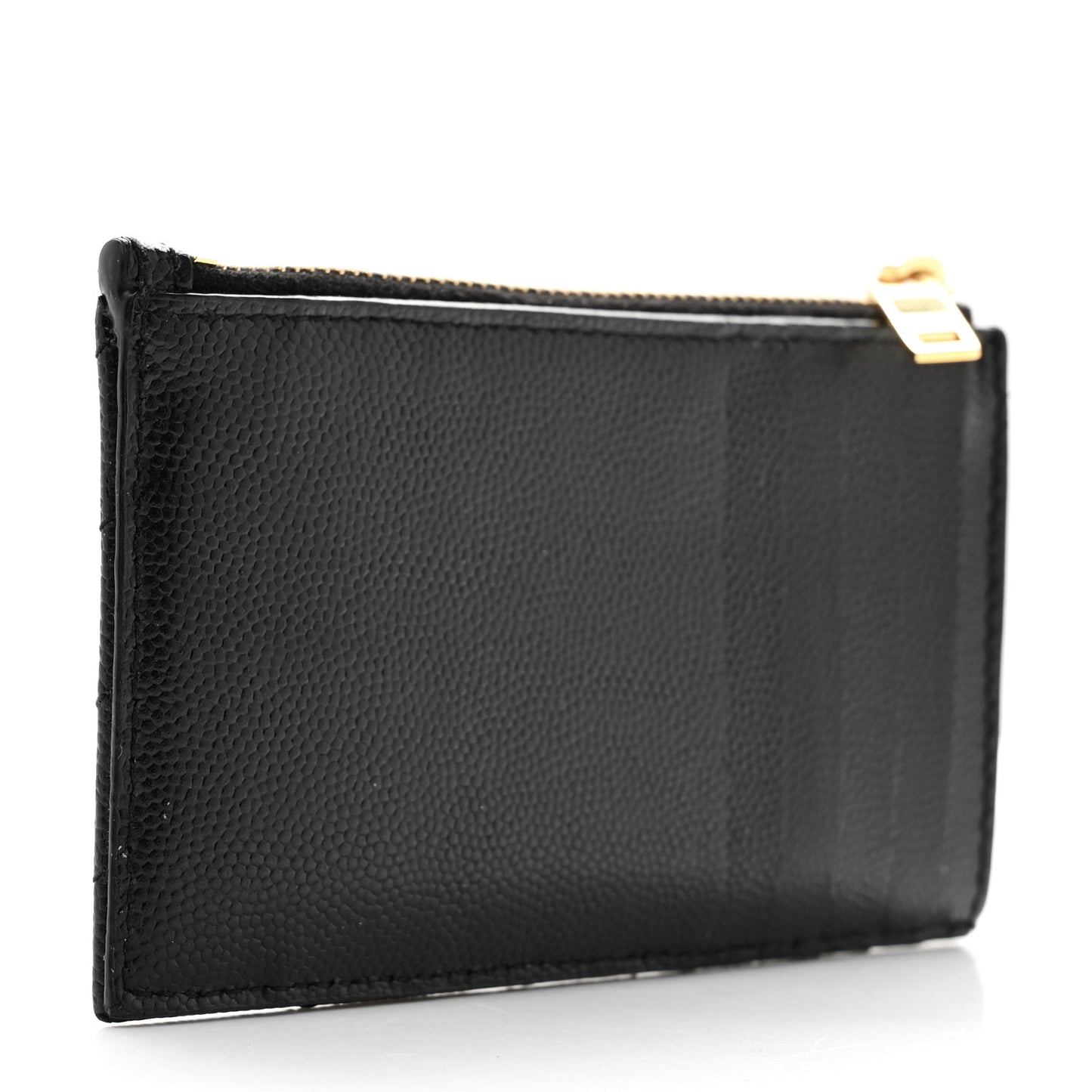 Grain De Poudre Matelasse Chevron Monogram Fragments Zippered Card Case Black