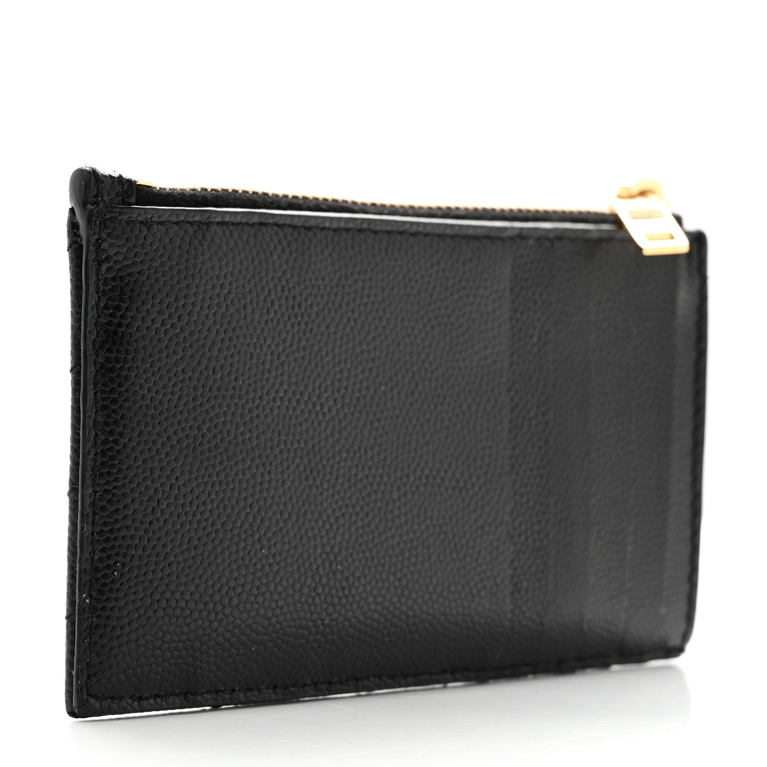 Saint Laurent Grain De Poudre Matelasse Chevron Monogram Fragments Zippered Card Case Black 3 of 8