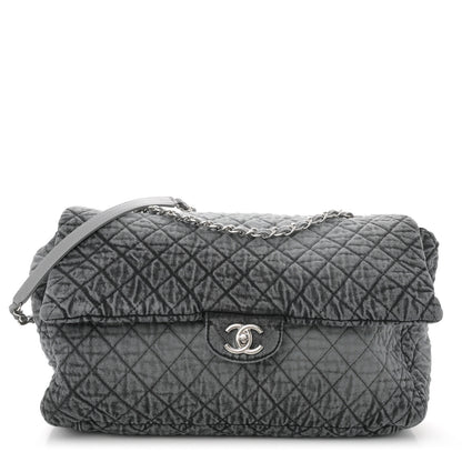 Chanel Denim Quilted Denimpression XXL Flap Grey Black 1 of 11
