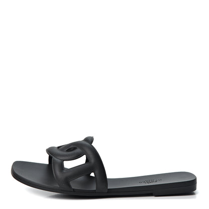 Hermes Rubber Aloha Sandals 37 Black 1 of 9