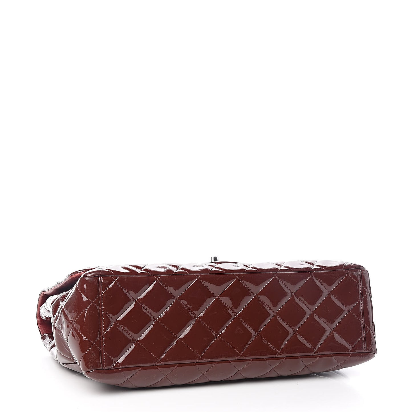 Patent Quilted Maxi Single Flap Dark Red