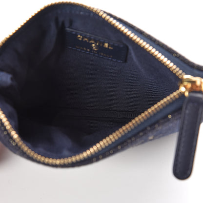 Chanel Lurex Canvas Deauville Cosmetic Pouch Navy Blue Gold 5 of 8