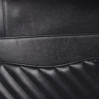 Chanel Lambskin Chevron Quilted Jumbo Double Flap Black 19 of 20