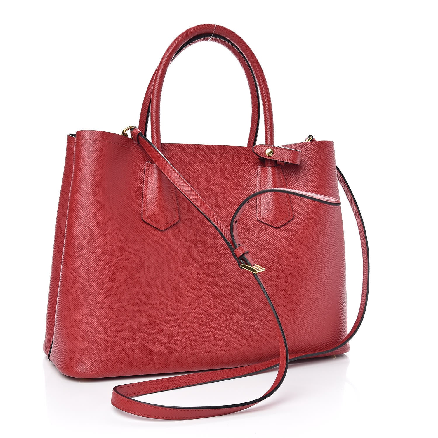 Prada Saffiano Cuir Medium Double Bag Fuoco Black 3 of 11
