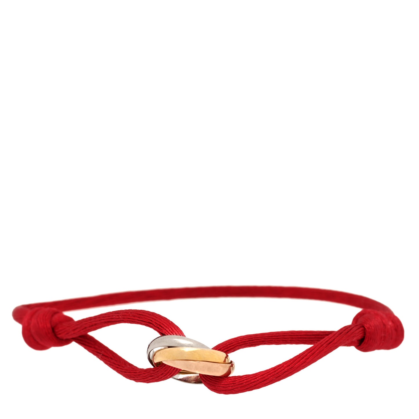 18k Pink Yellow White Gold Trinity Cord Bracelet Red