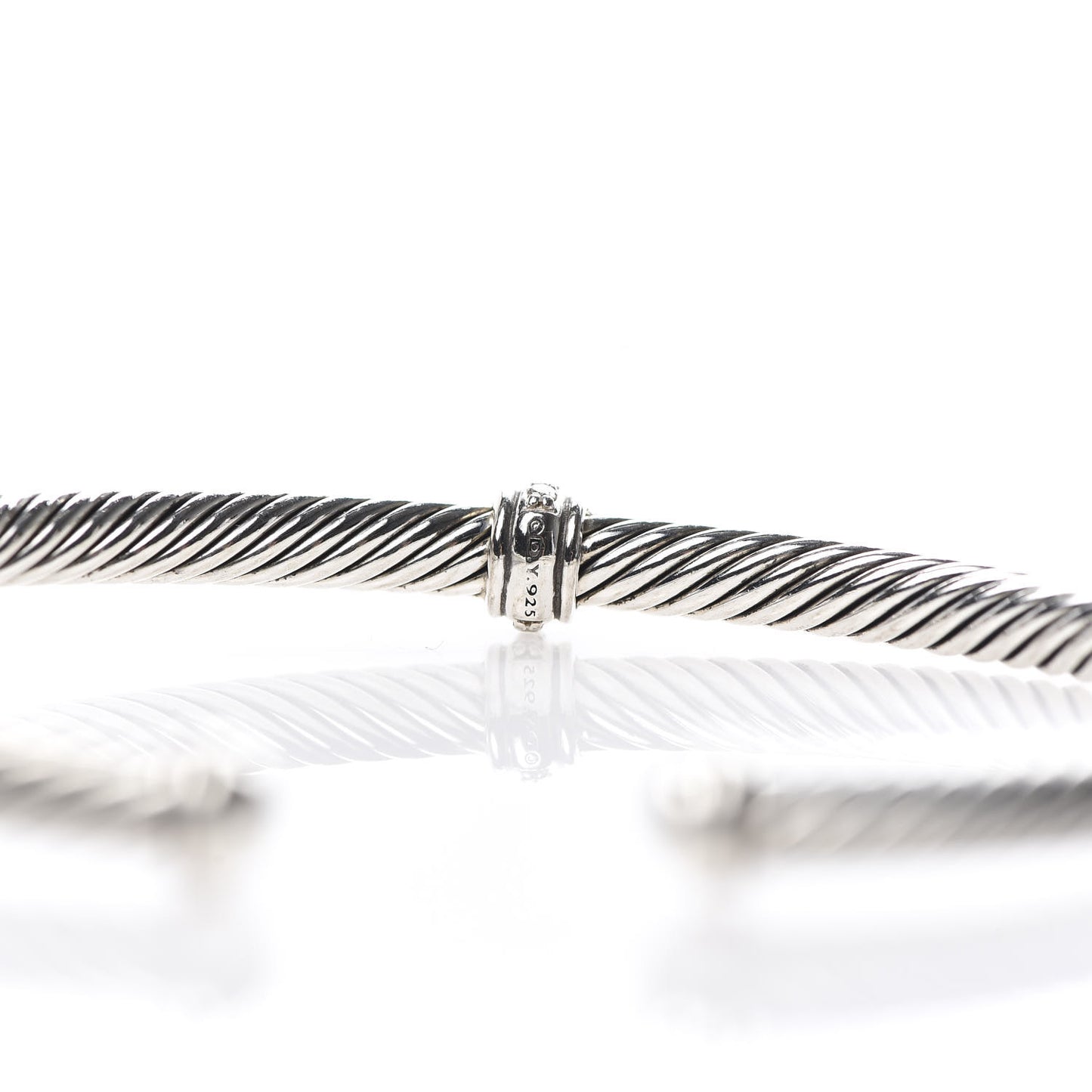 Sterling Silver Diamond 4mm Cable Classics Center Station Bracelet