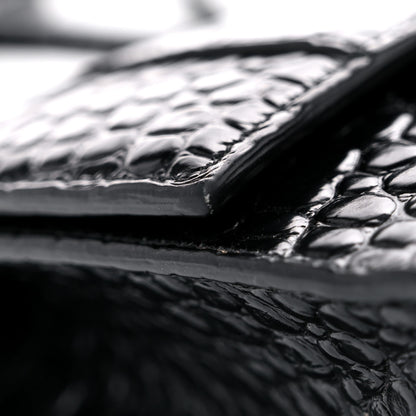 Balenciaga Shiny Calfskin Monochrome Crocodile Embossed Small Hourglass Top Handle Bag Black 18 of 21