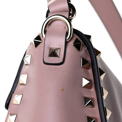 Valentino Garavani Vitello Rockstud Top Handle Shoulder Bag Poudre 5 of 5