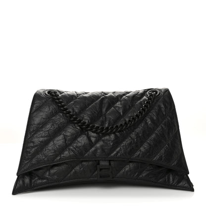 Balenciaga Crushed Calfskin Quilted Matte Black Hardware Large Crush Chain Bag Black 1 of 31