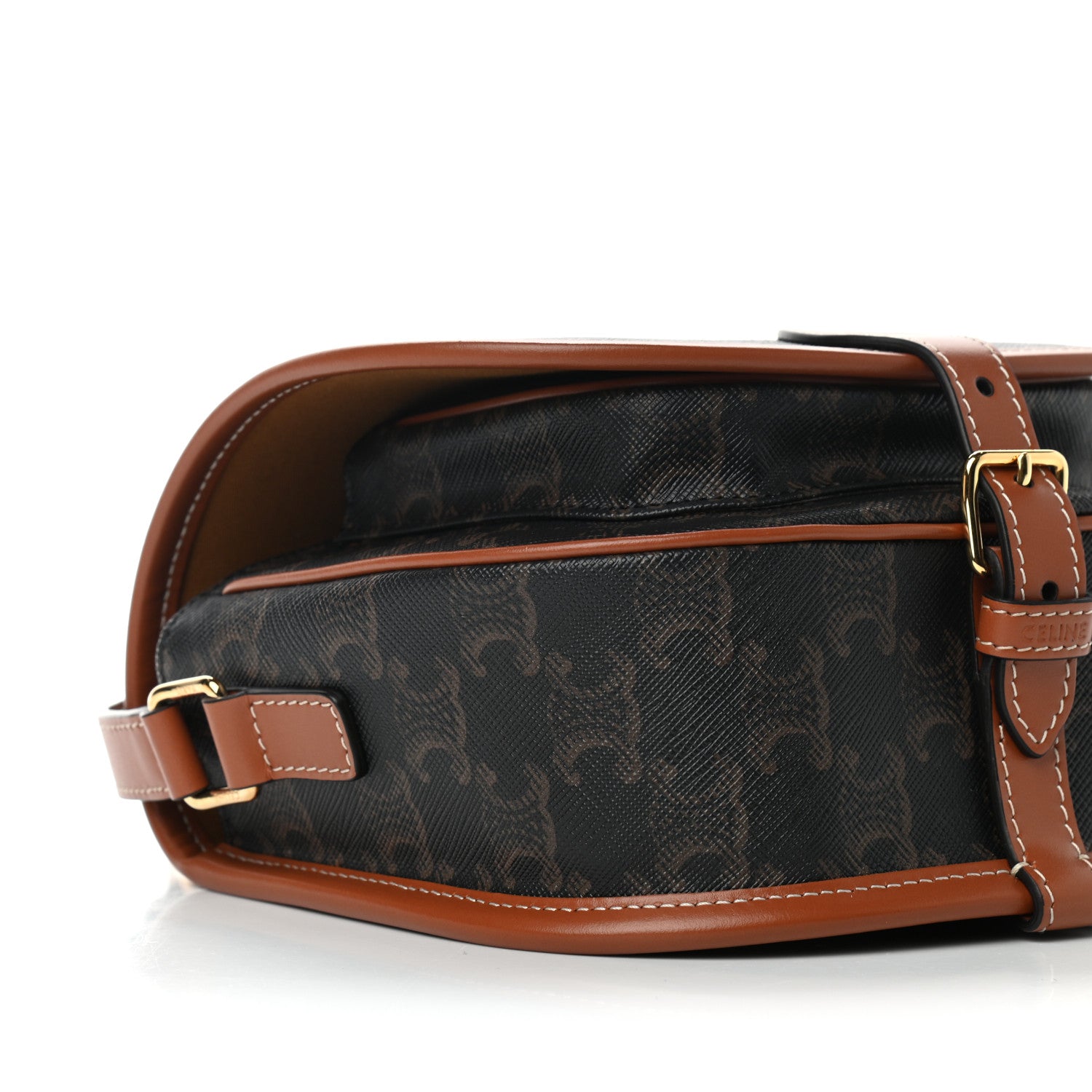Celine Triomphe Canvas Medium Folco Bag Tan 9 of 10