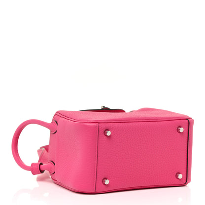 Hermes Taurillon Clemence Mini Lindy 20 Rose Shocking 4 of 11