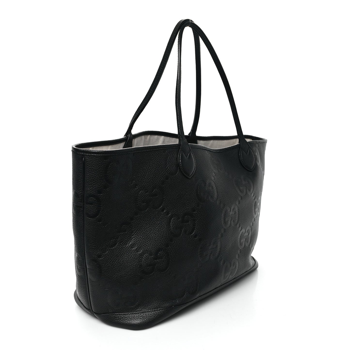 Monogram Jumbo GG Calfskin Web Large Shopping Tote Black