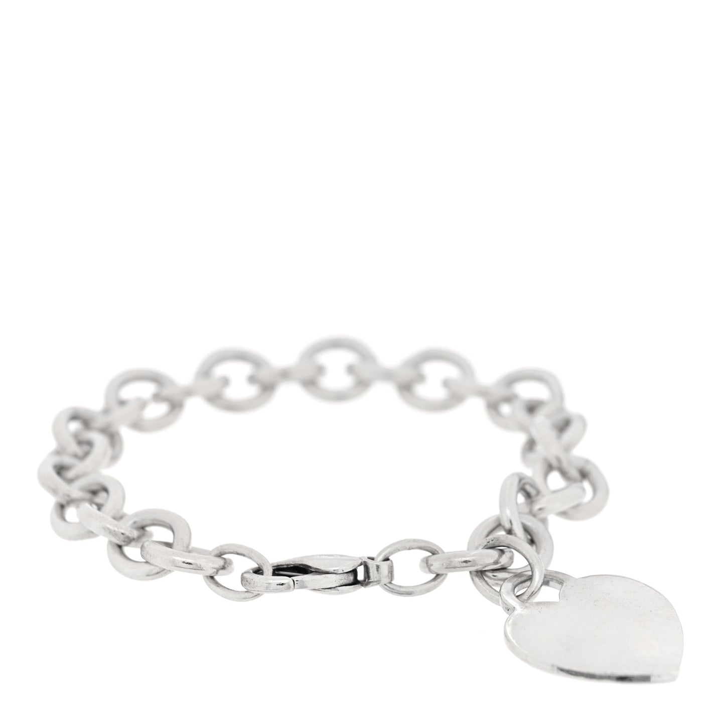 Sterling Silver Heart Tag Charm Bracelet