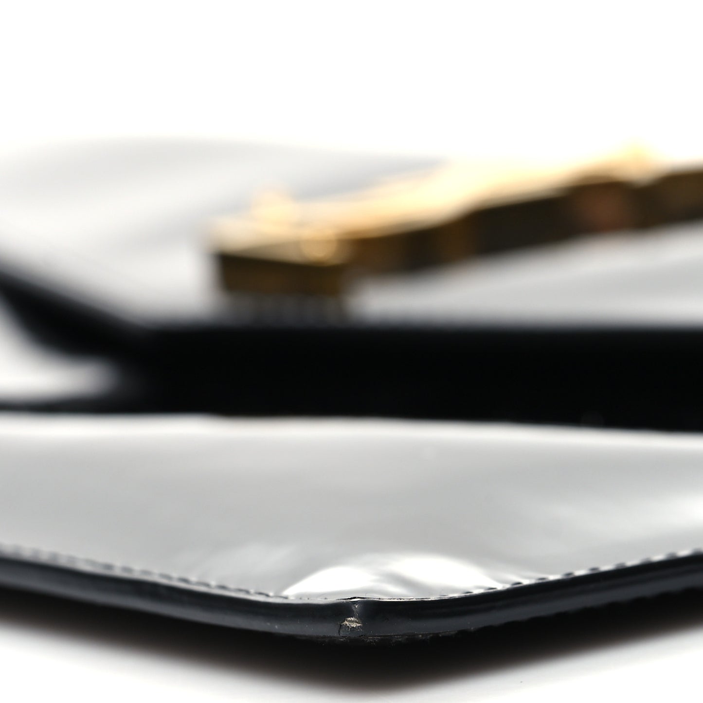 Patent Calfskin Monogram Uptown Clutch Black