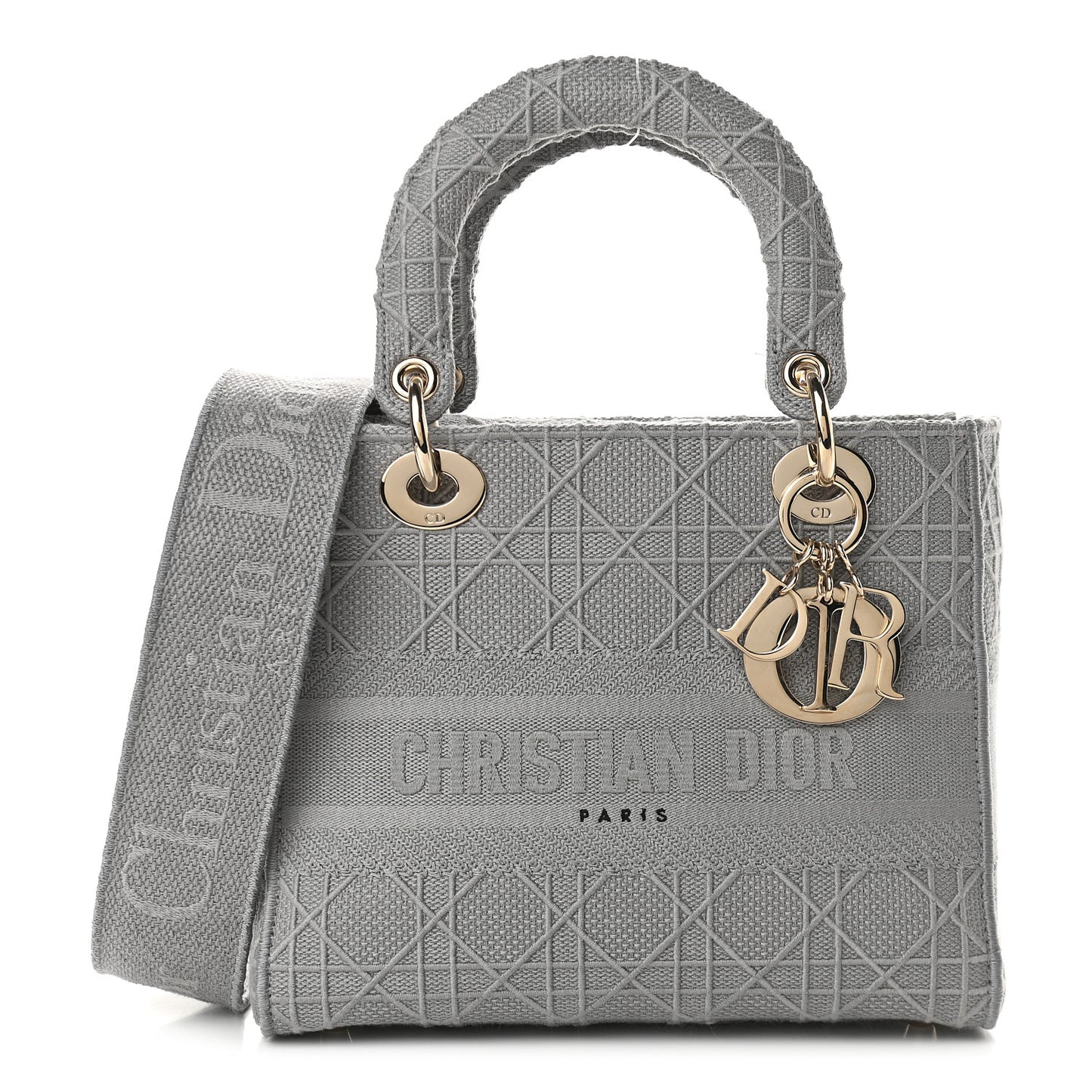 Canvas Embroidered Cannage Medium Lady D-Lite Gray