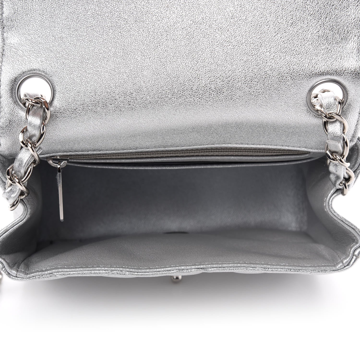 Chanel Metallic Lambskin Quilted Mini Square Flap Silver 5 of 11