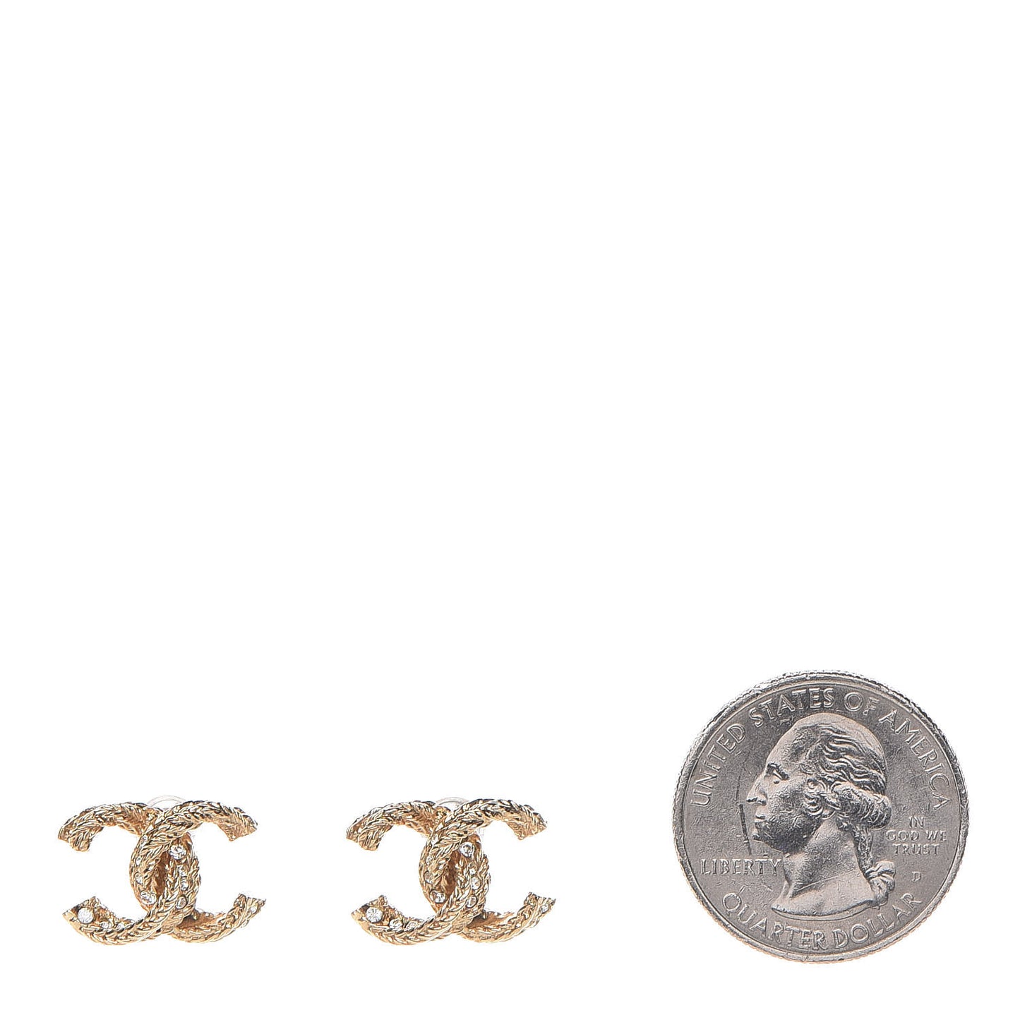 Crystal Twisted CC Earrings Gold