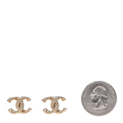 Chanel Crystal Twisted CC Earrings Gold 2 of 10