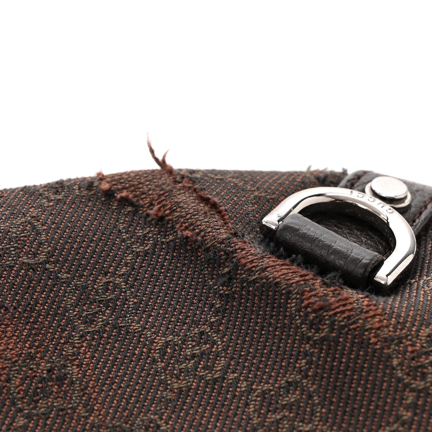 Gucci Denim Monogram Abbey D Ring Hobo Brown 13 of 13