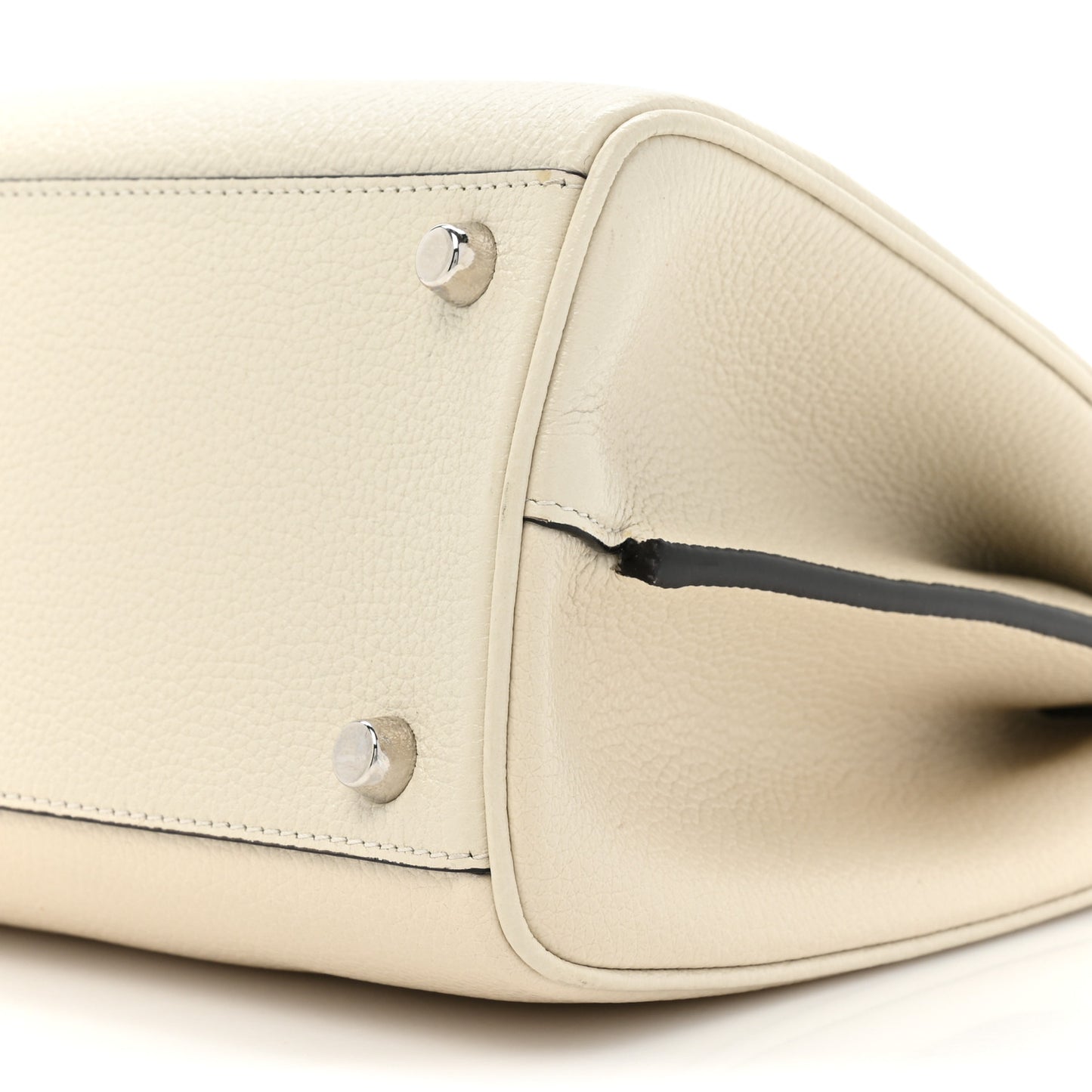 Grainy Calfskin Small Zumi Top Handle Bag Mystic White
