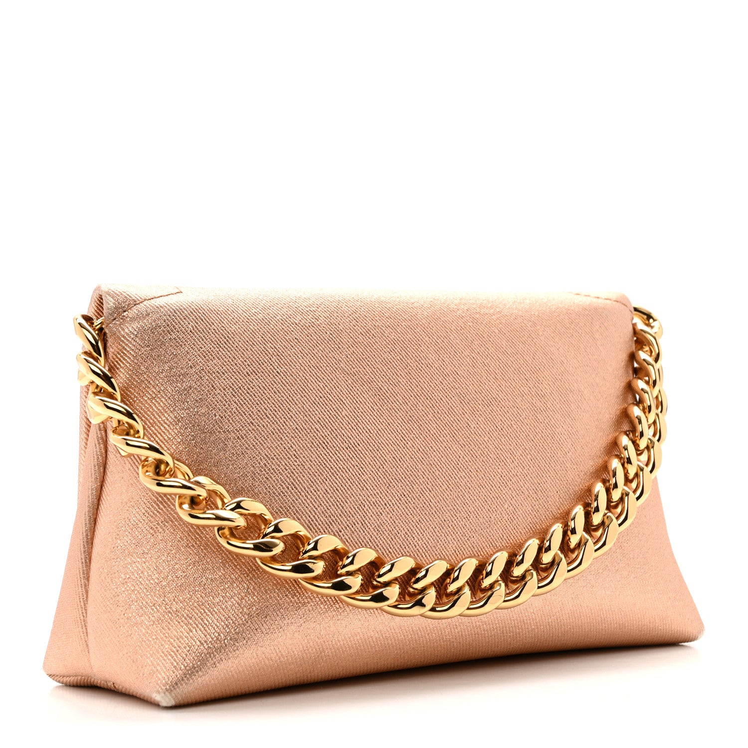 Tom Ford Coated Metallic Denim Mini Label Chain Shoulder Bag Iced Nude 3 of 13