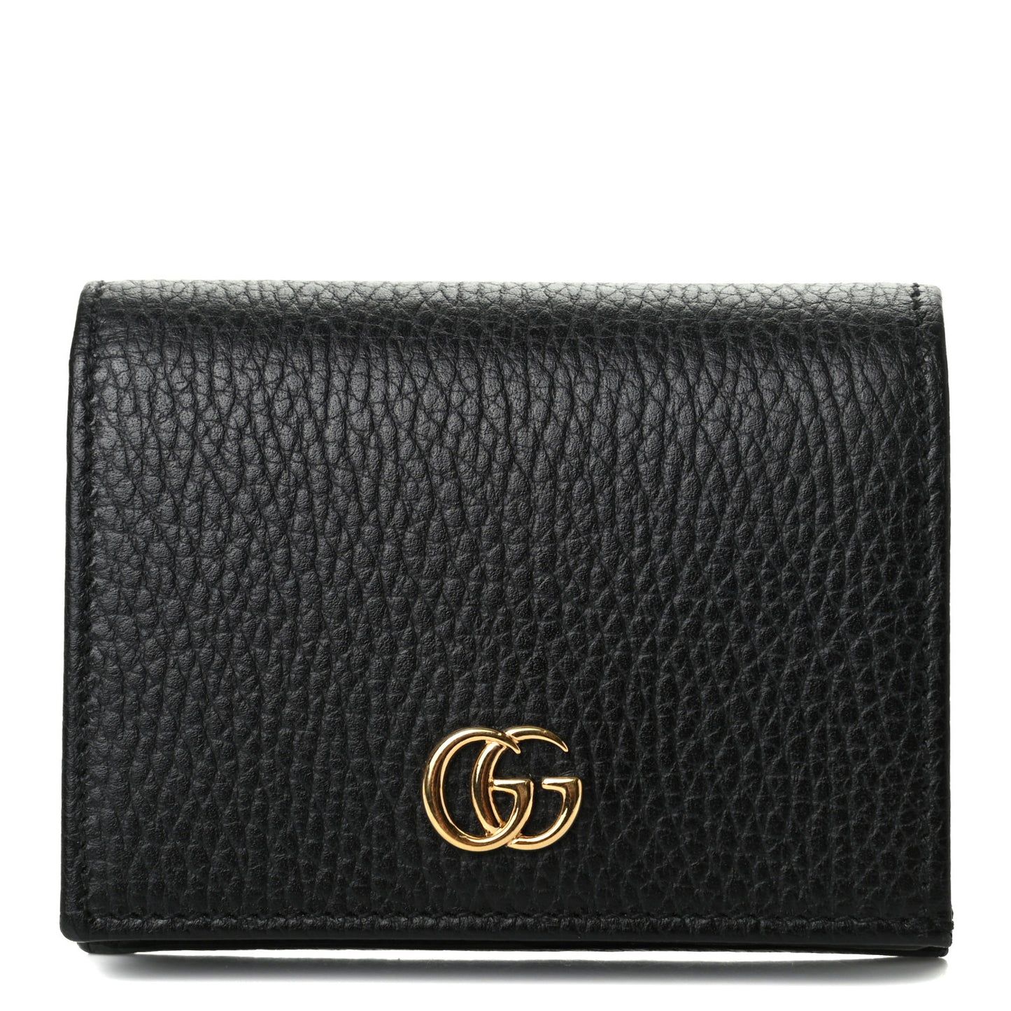 Pebbled Calfskin GG Marmont Card Case Black