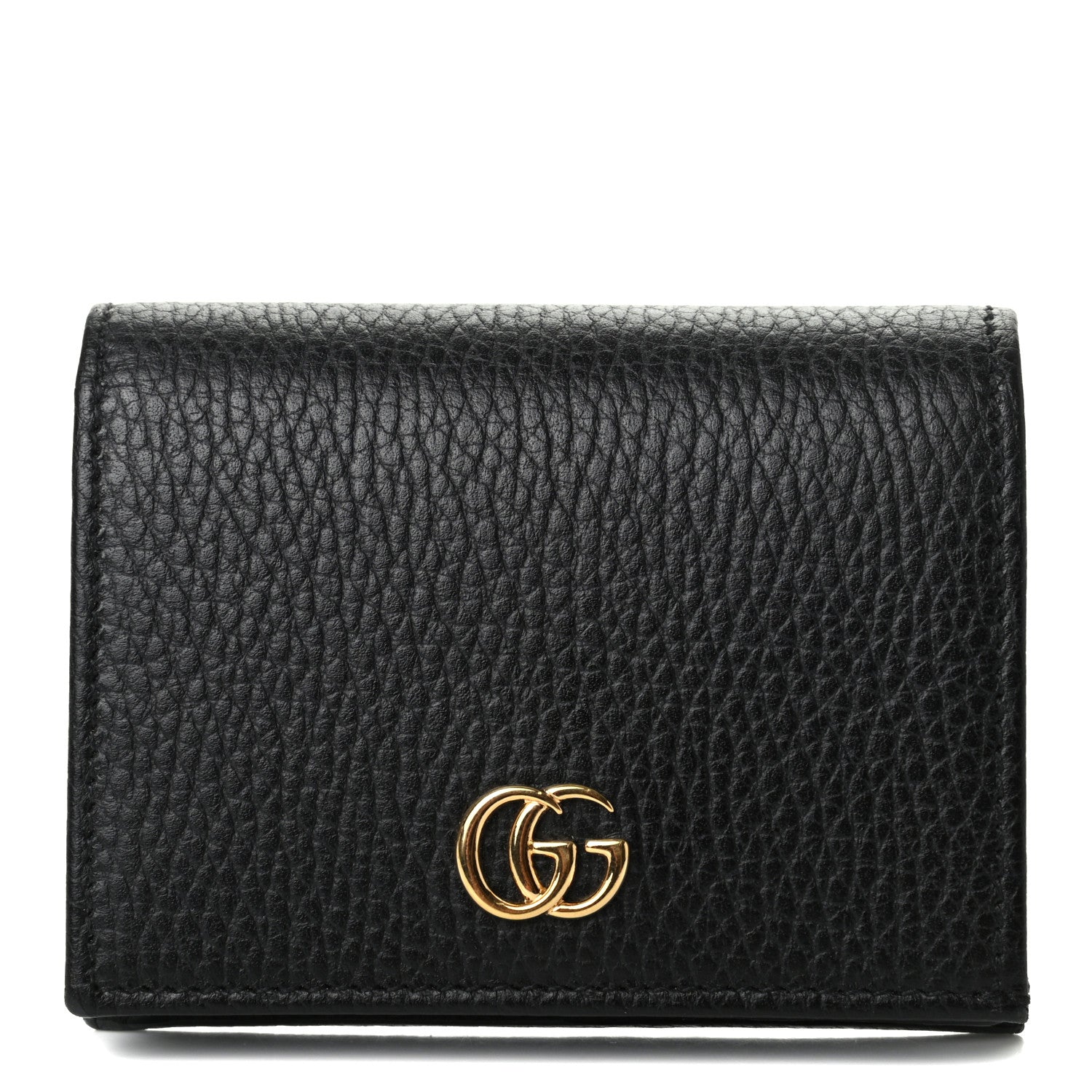 Gucci Pebbled Calfskin GG Marmont Card Case Black 1 of 7