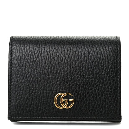 Gucci Pebbled Calfskin GG Marmont Card Case Black 1 of 7