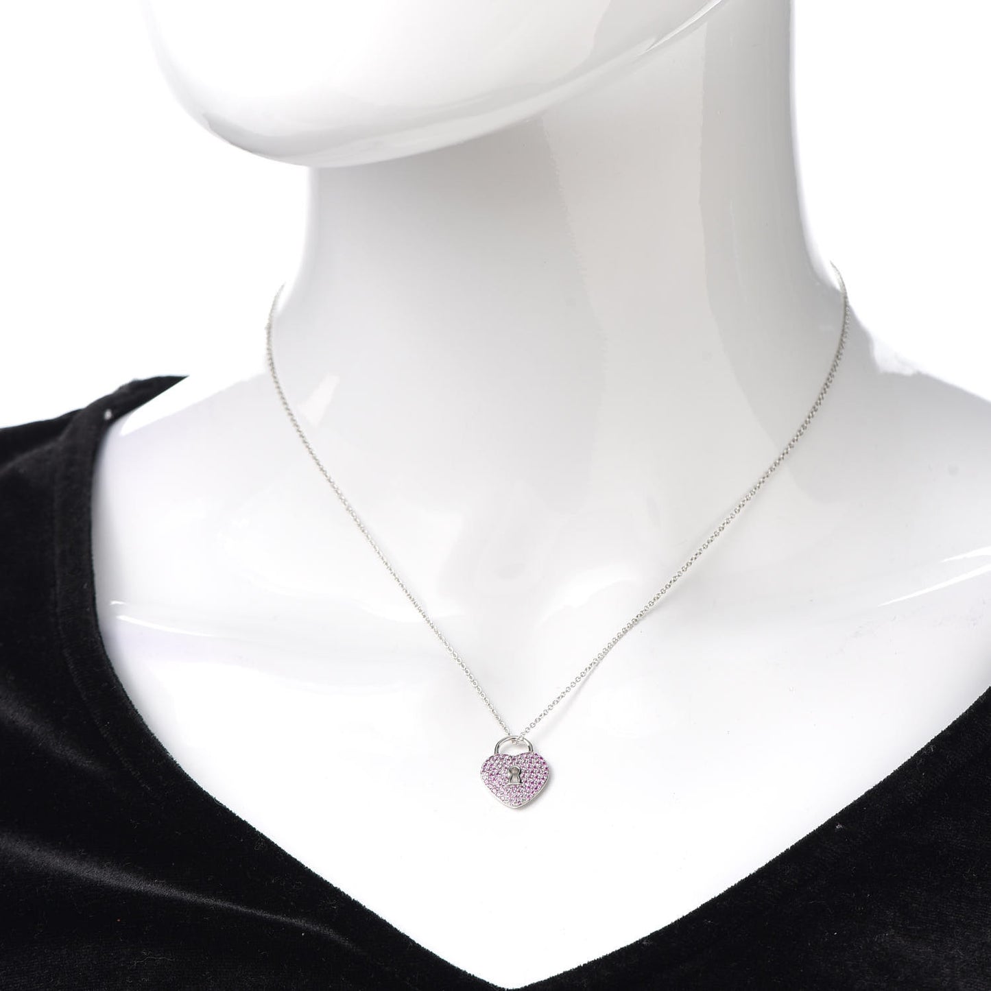 Platinum Pink Sapphire Heart Pendant Necklace