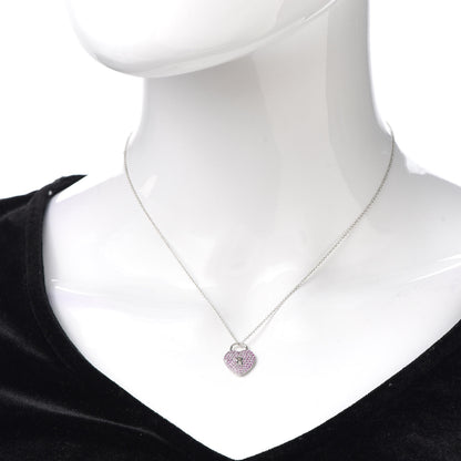 Tiffany Platinum Pink Sapphire Heart Pendant Necklace 2 of 6